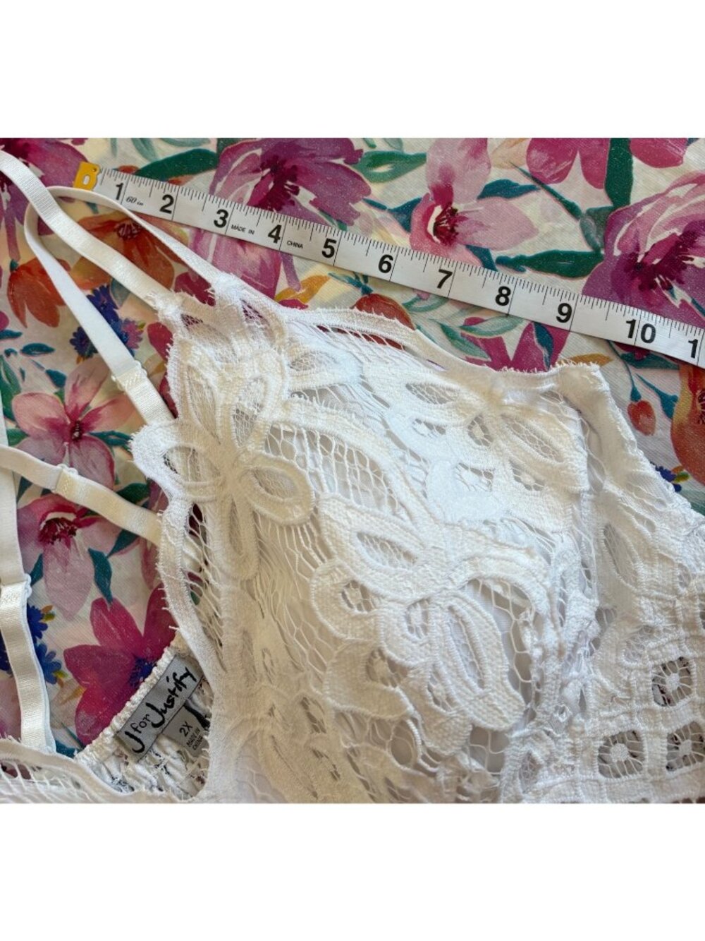 Lace & Tie-Dye Sleeveless White Peach Boho Summer Beach Dress J For Justify 2X - Picture 8 of 12